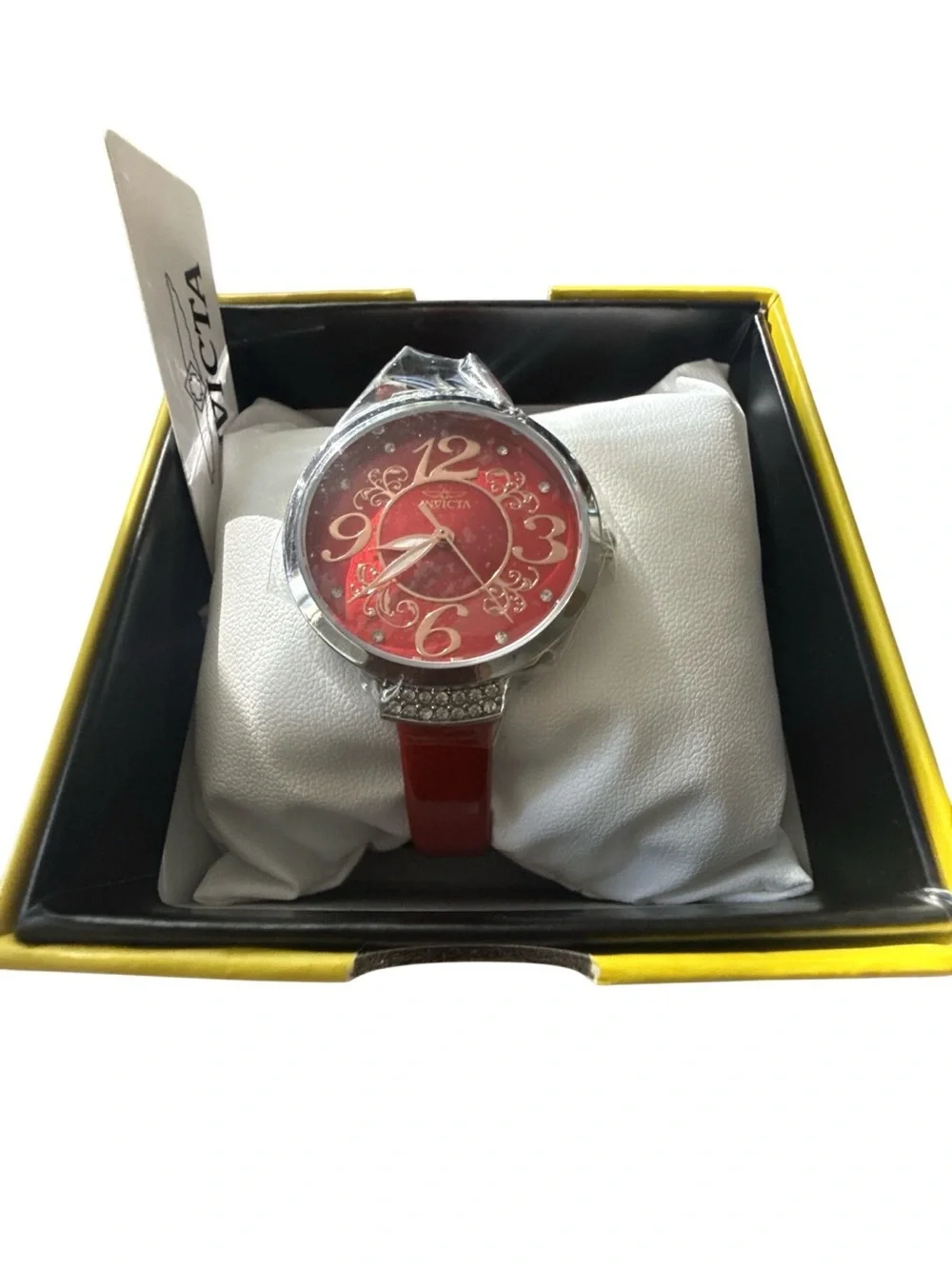 NEW Invicta Women’s Crystal Red Strap Alice In Wonderland Vibe Statement Glam